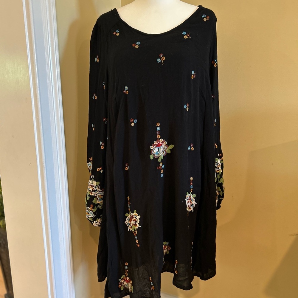 Free People Women’s Oxford Embroidered Black Lined Dress